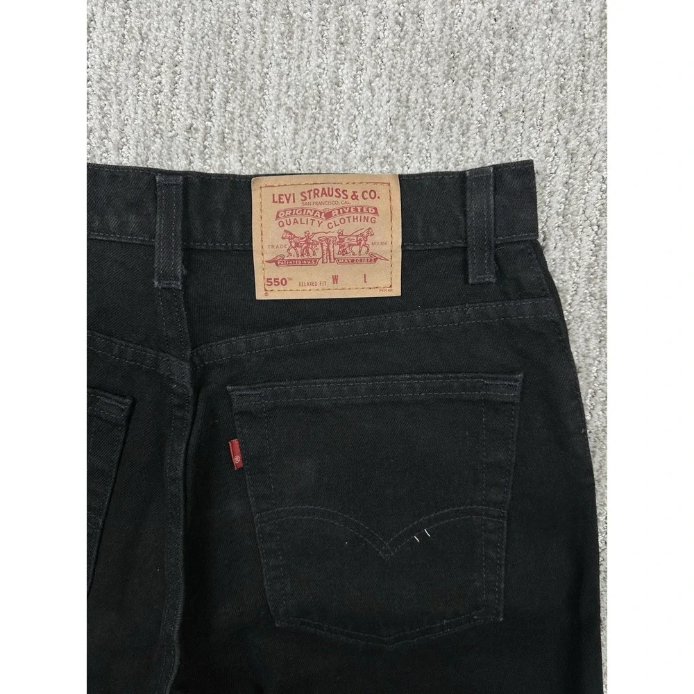 Vintage 90's LEVI'S 550 Black Relaxed Fit Denim Jean Shorts  Sz 11 Made In USA
